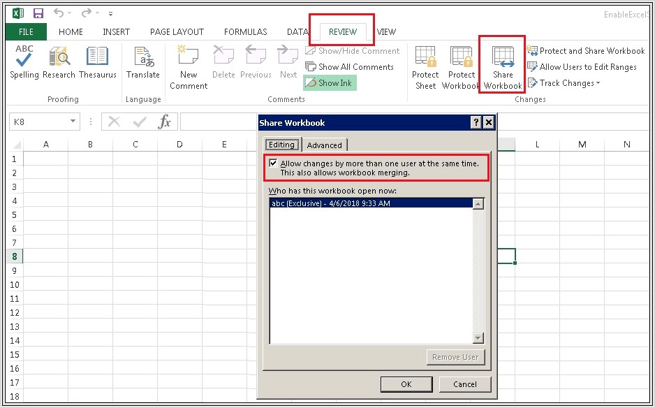 Excel Macro Shared Workbook