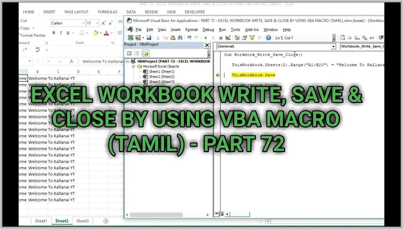 Excel Macro Workbook Close