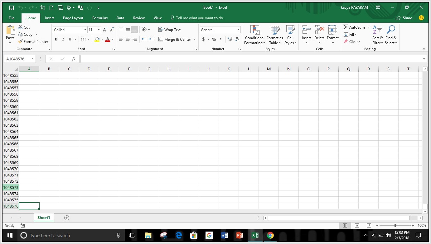 Excel Sheet Number Of Rows And Columns