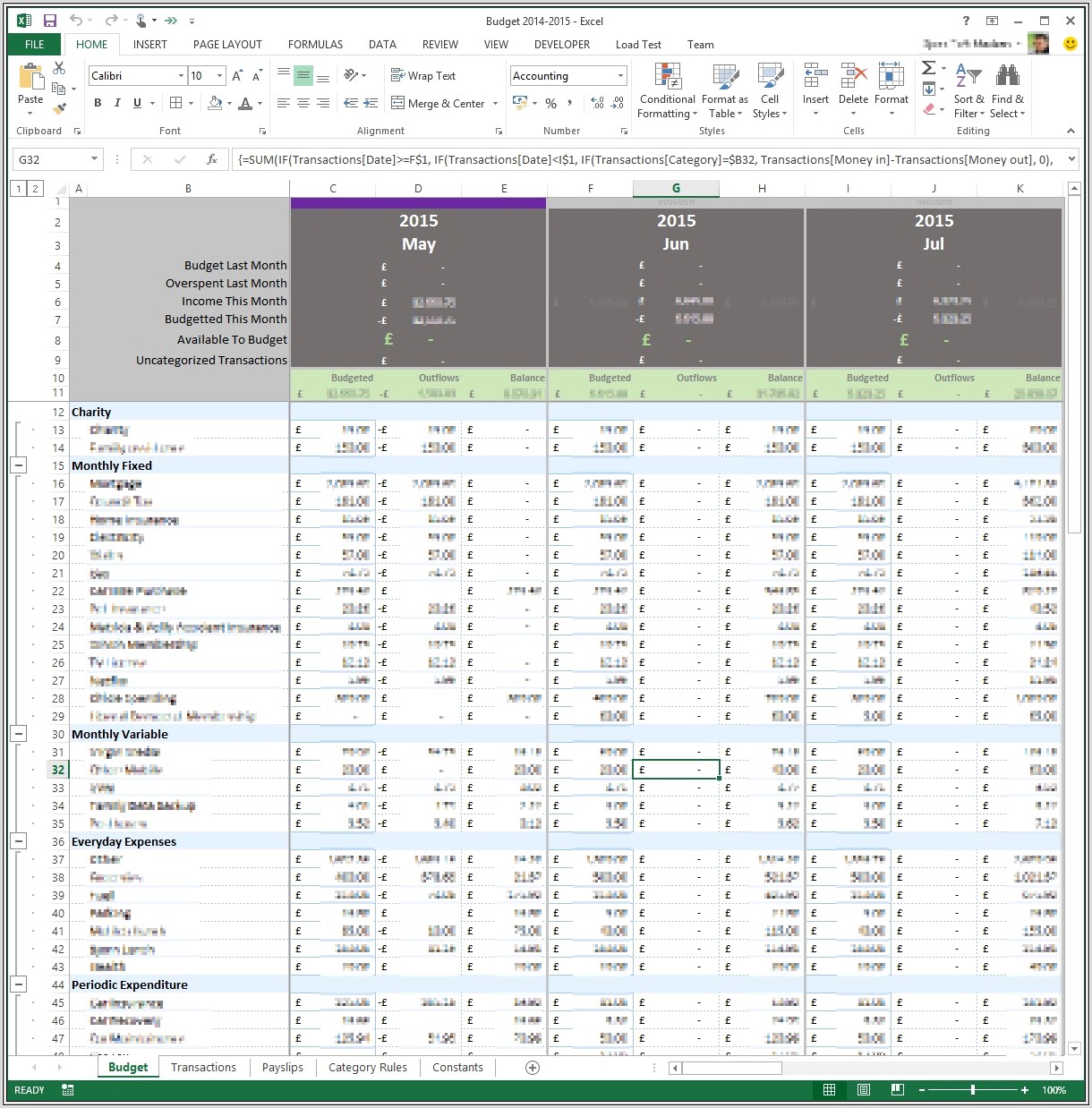 Excel Spreadsheet Like Ynab