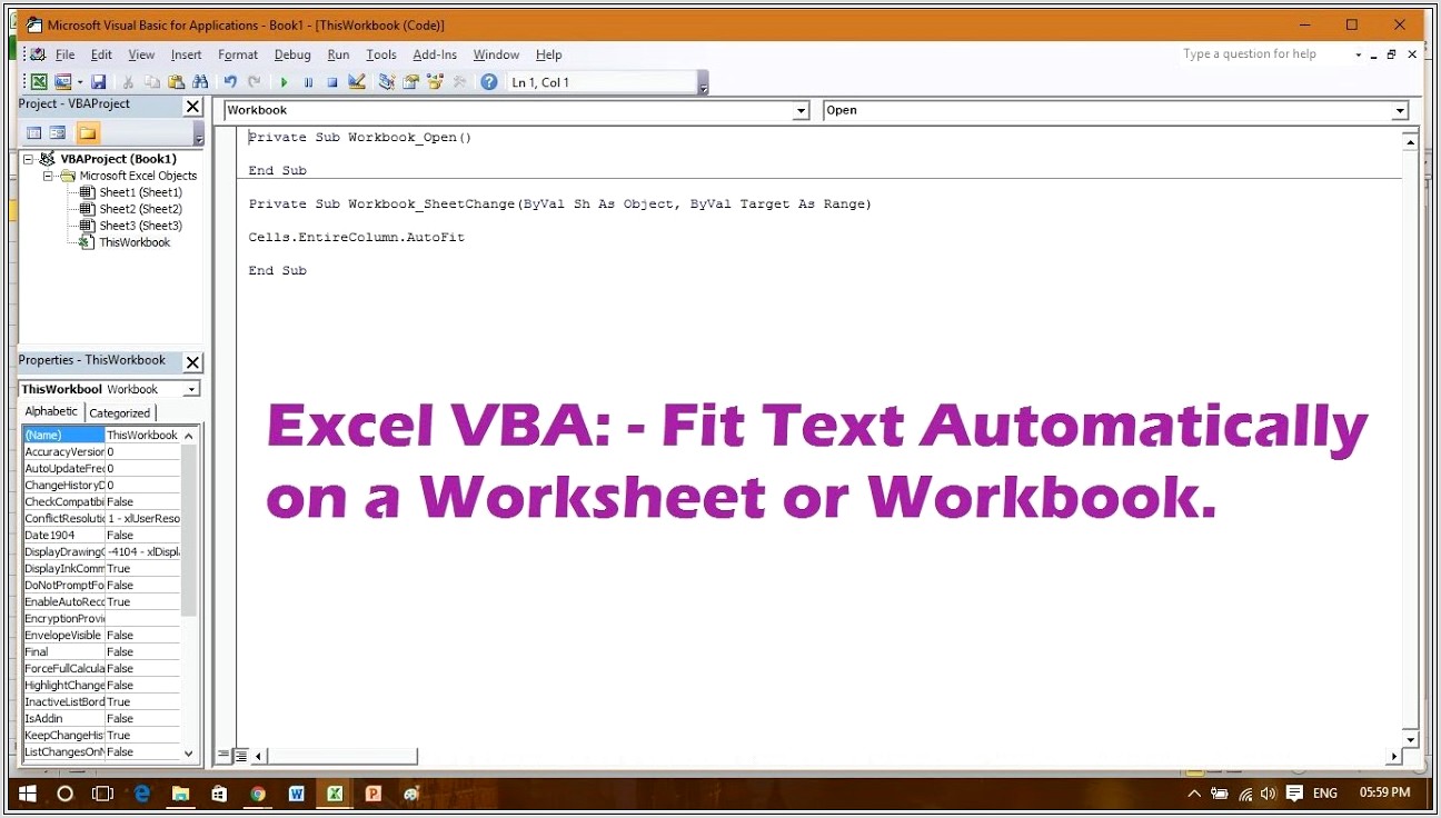 Excel Vba Adjust Column Width To Fit