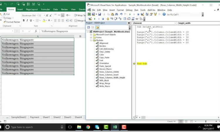 Excel Vba Column Width Value