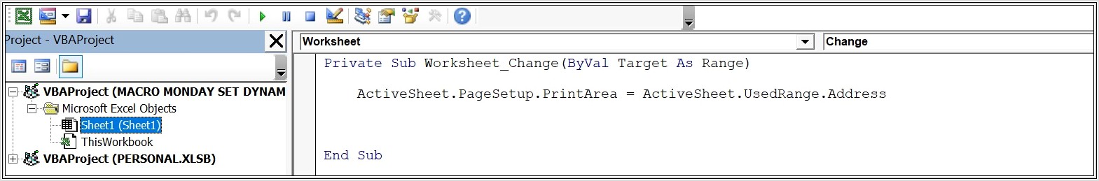 Excel Vba Set Worksheet Print Area
