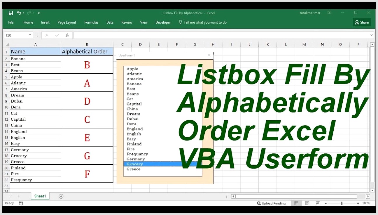 Excel Vba Sort Combobox List Alphabetically
