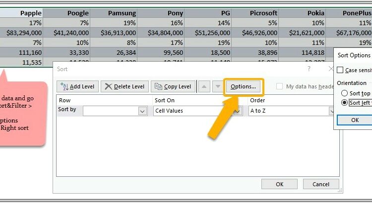 Excel Vba Sort Left To Right