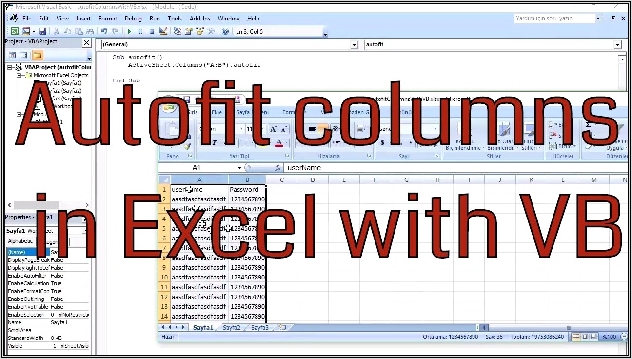 Excel Vba Worksheet Autofit