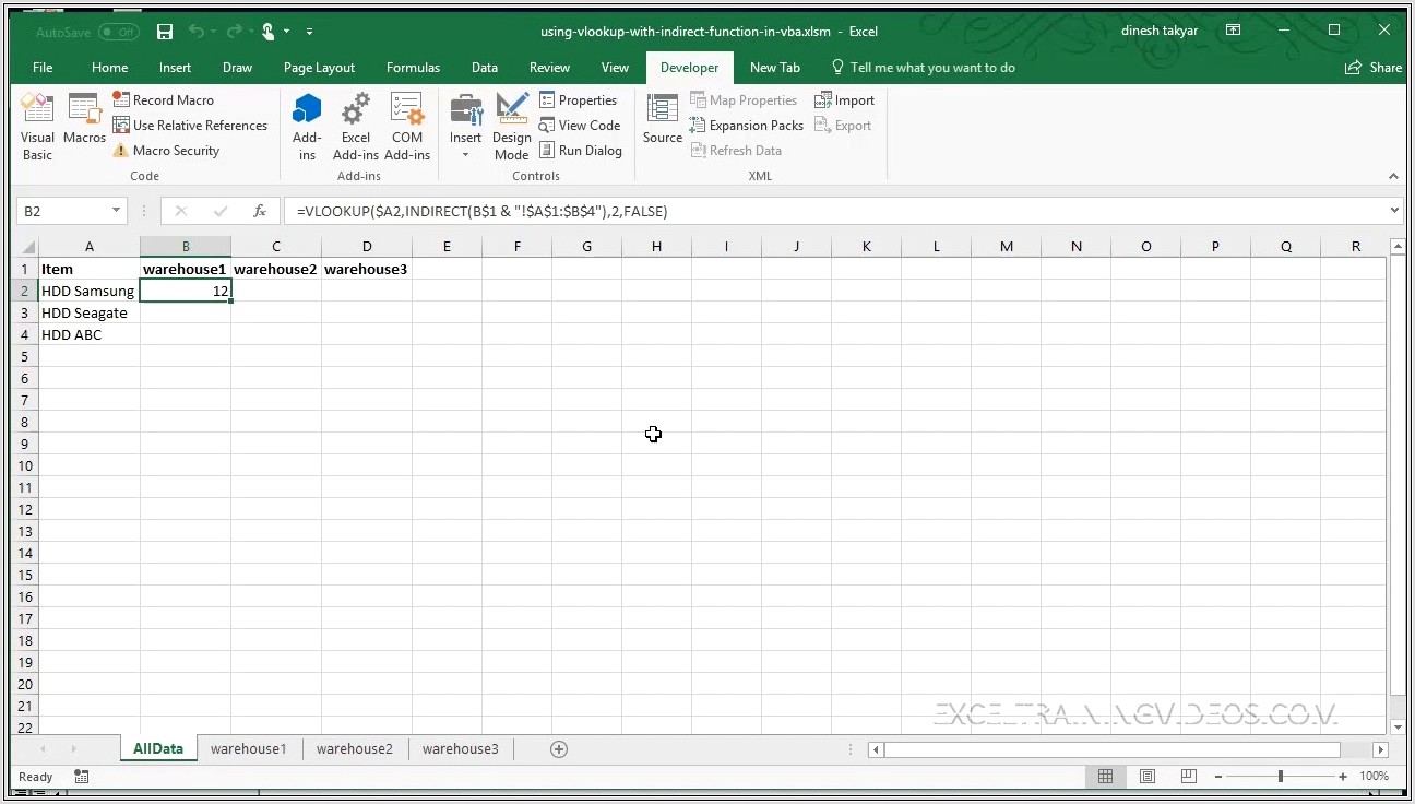 Excel Vba Worksheet Function Indirect