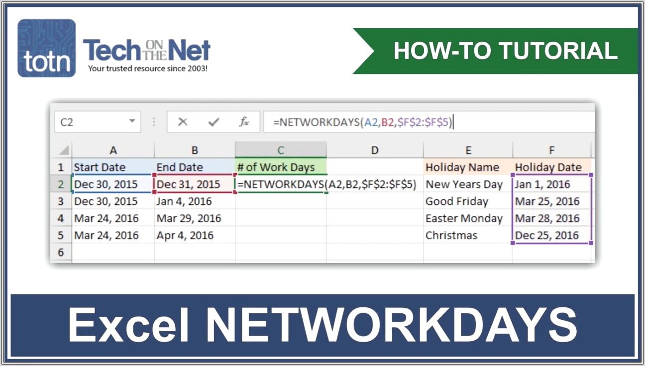 Excel Vba Worksheetfunction Networkdays