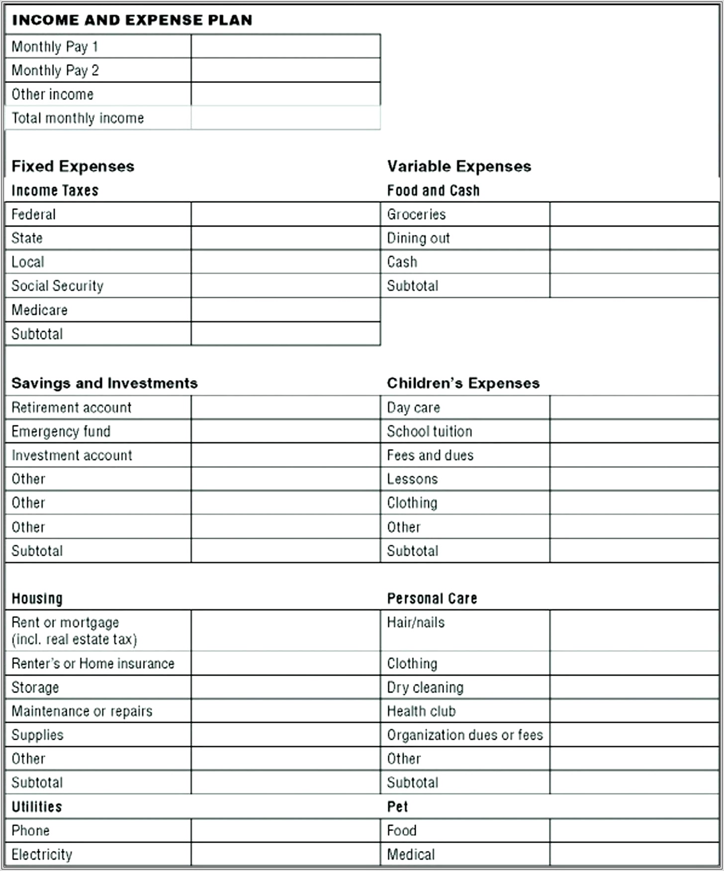 Excel Worksheet For Financial Planning