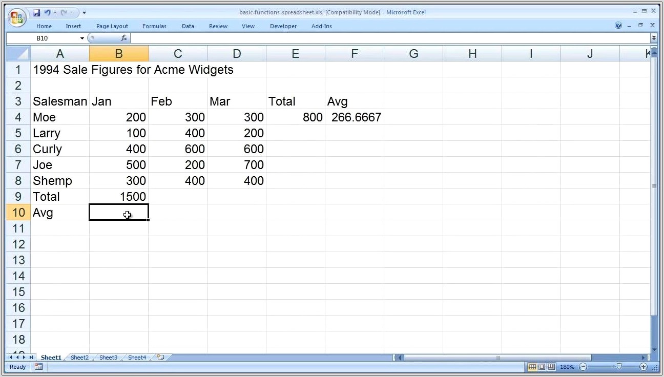 Excel Worksheet Formulas And Functions