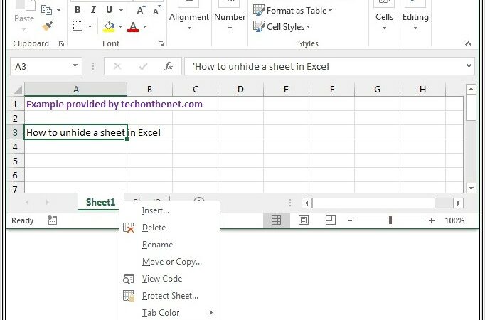 Excel Worksheet Name Hidden