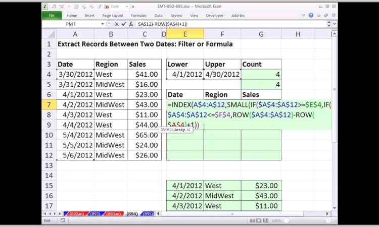 Extract Range Of Dates From Excel Worksheet