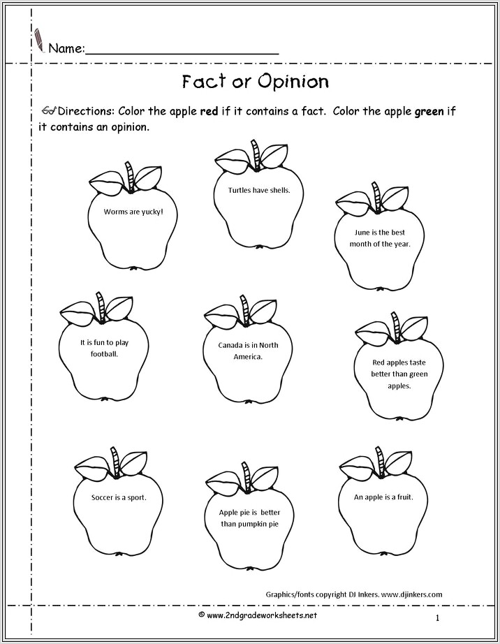 Fact Or Opinion 2nd Grade Worksheet