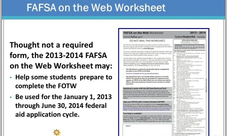 Fafsa On The Web Worksheet 2013 14