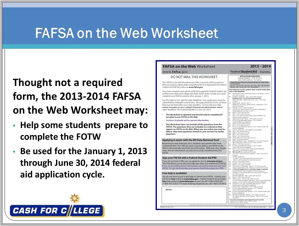 Fafsa On The Web Worksheet 2013 14