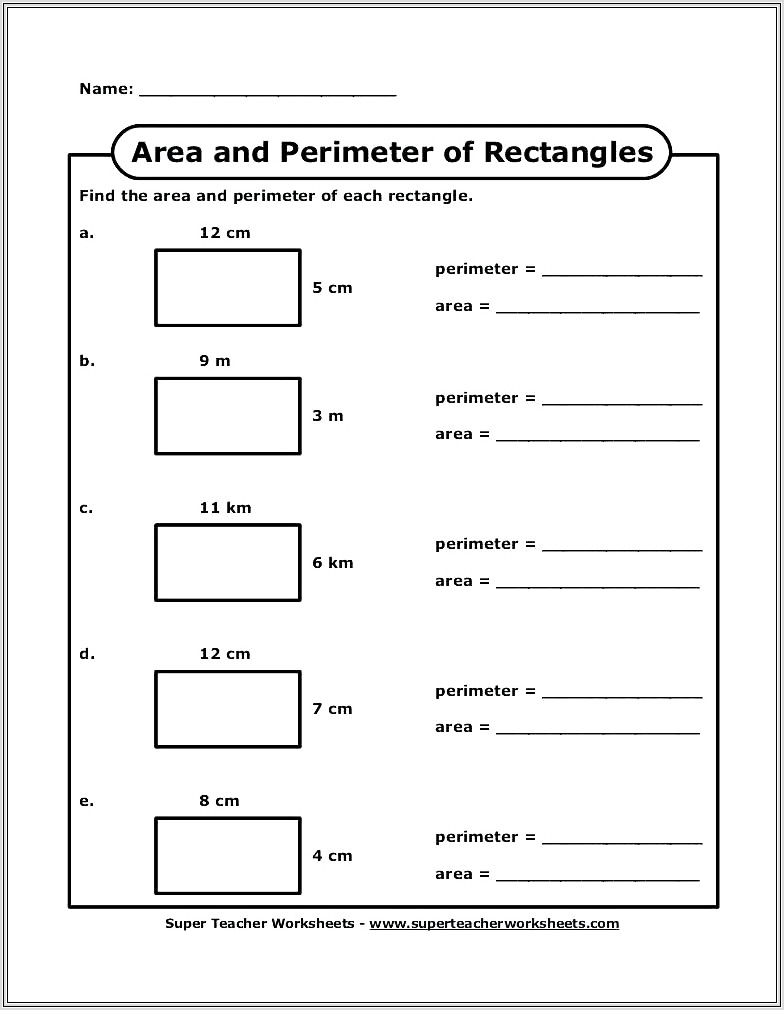 Fifth Grade Math Area Worksheets