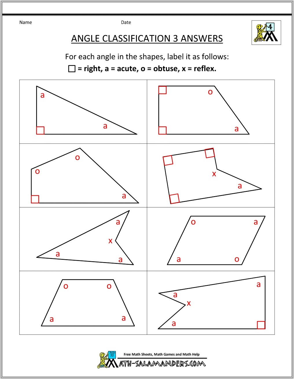 Fifth Grade Math Worksheets Angles