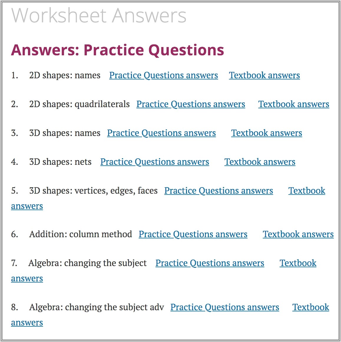 Final Review Worksheet Introductory Algebra Answers