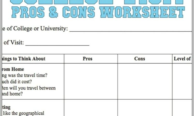 Financial Aid Worksheet For College