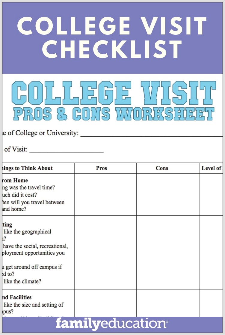 Financial Aid Worksheet For College