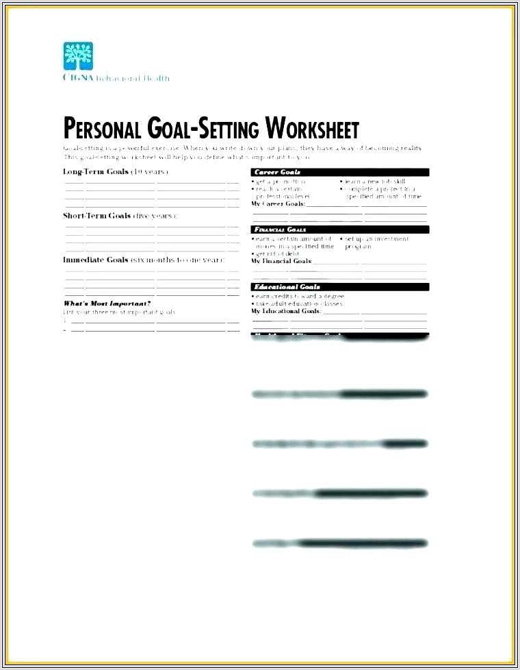Financial Goal Setting Excel Worksheet