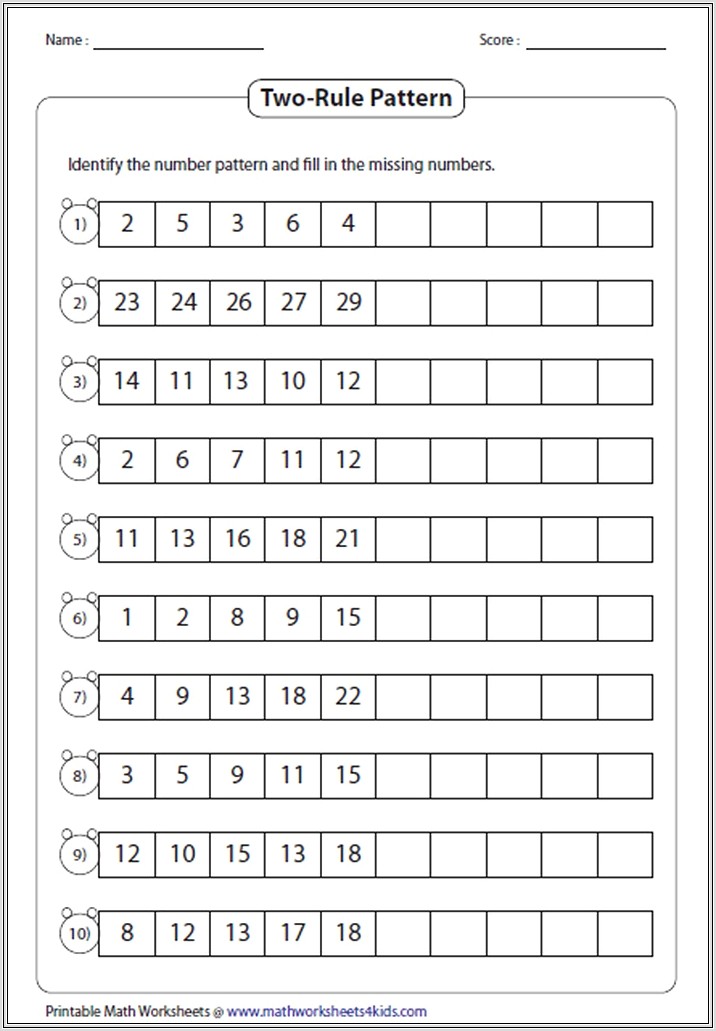 Find The Pattern Math Worksheets