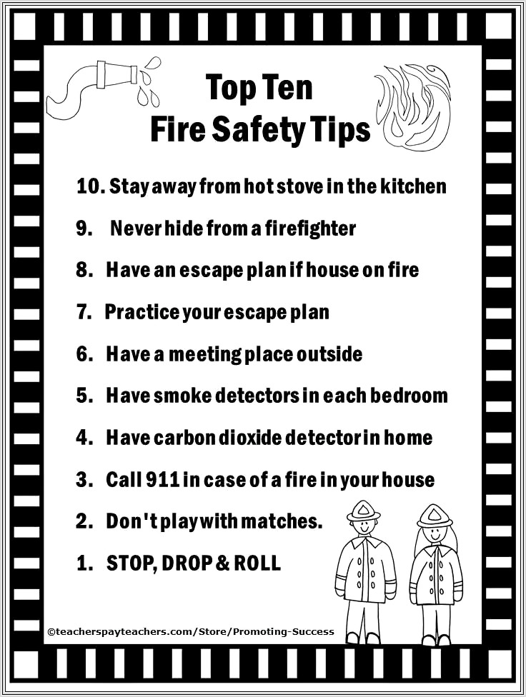 Fire Safety Worksheet For First Grade