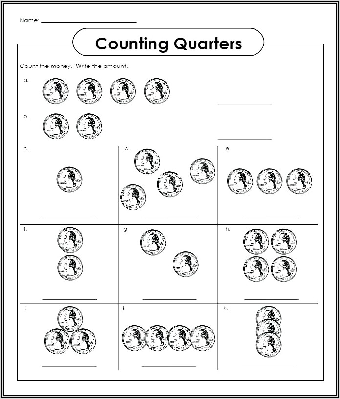 First Grade Counting Quarters Worksheets