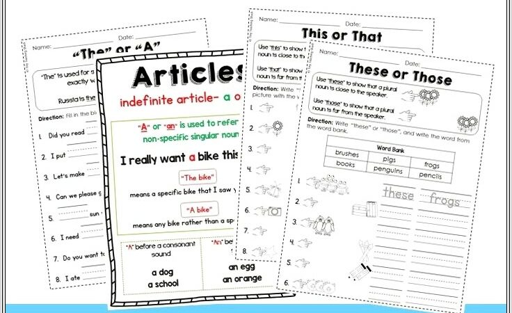 First Grade Determiners Worksheet