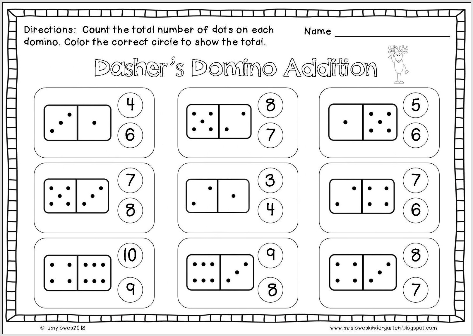 First Grade Domino Worksheet