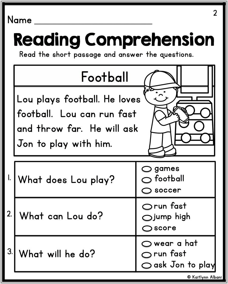 First Grade English Reading Worksheets