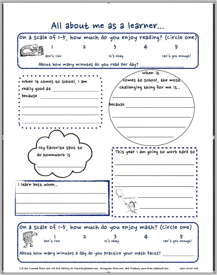 First Grade Getting To Know You Worksheet