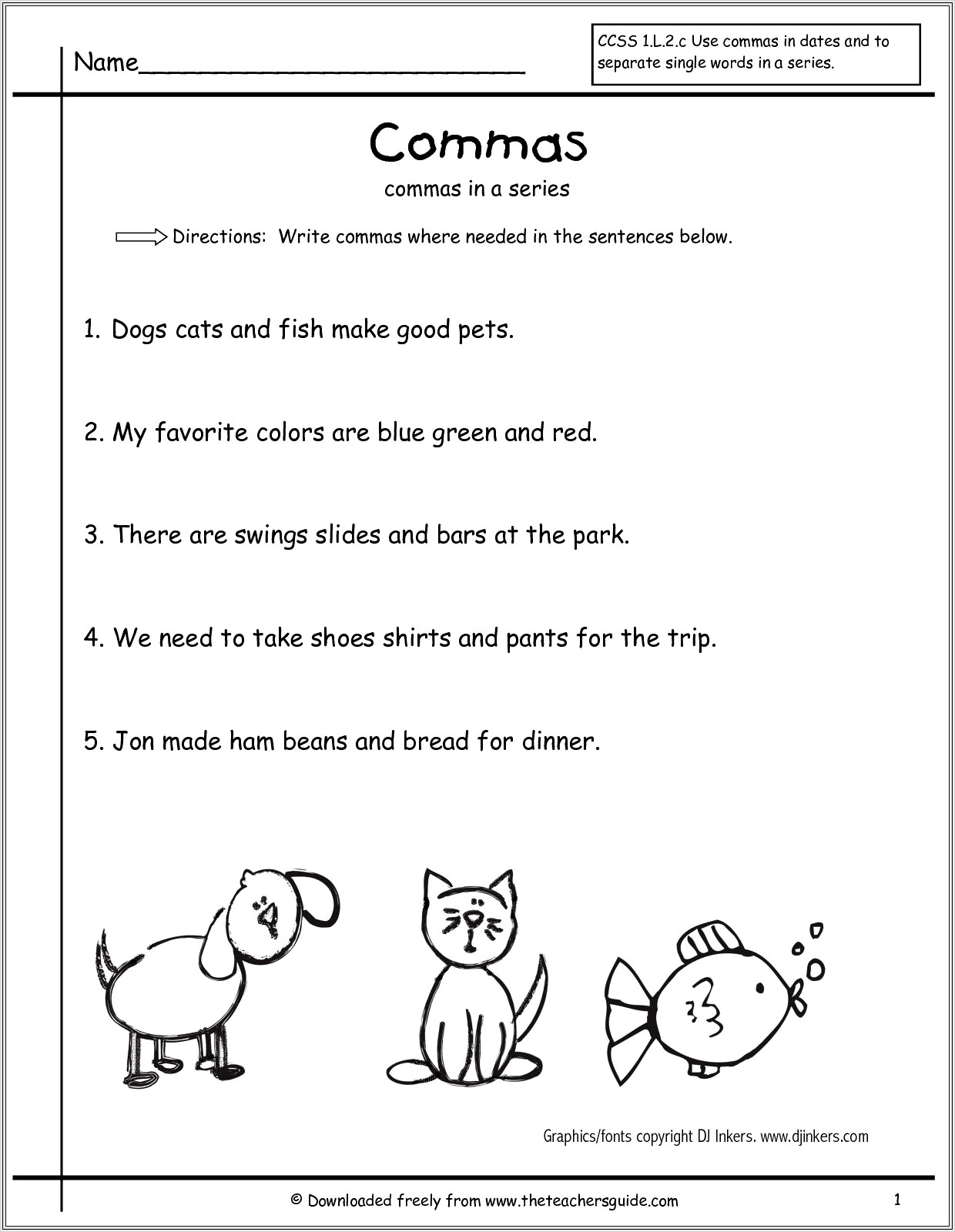 First Grade Grammar Worksheets Free
