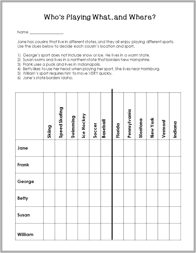 First Grade Logic Worksheets
