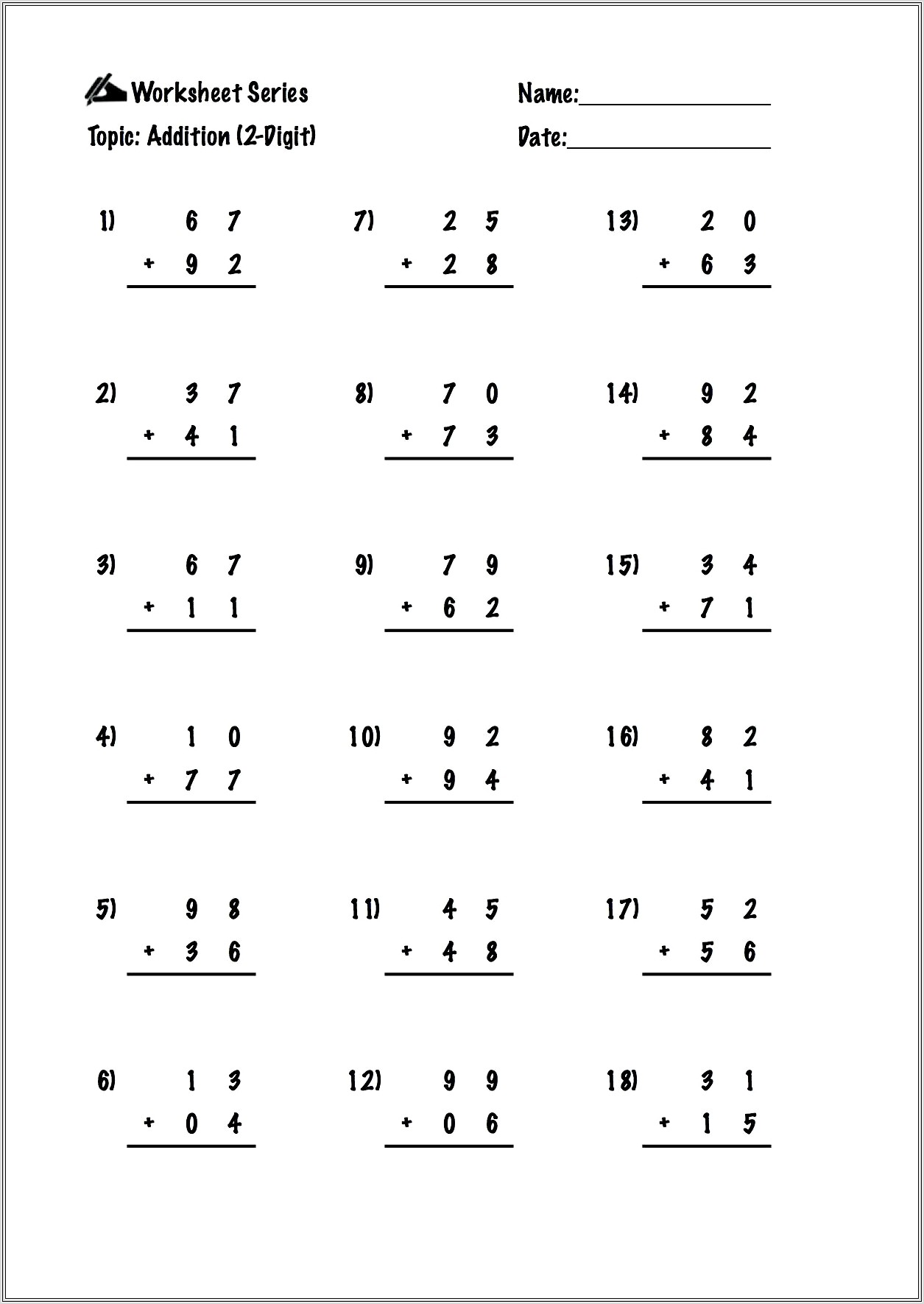 First Grade Math Worksheet Pdf