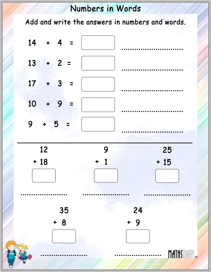 First Grade Math Worksheets Before And After