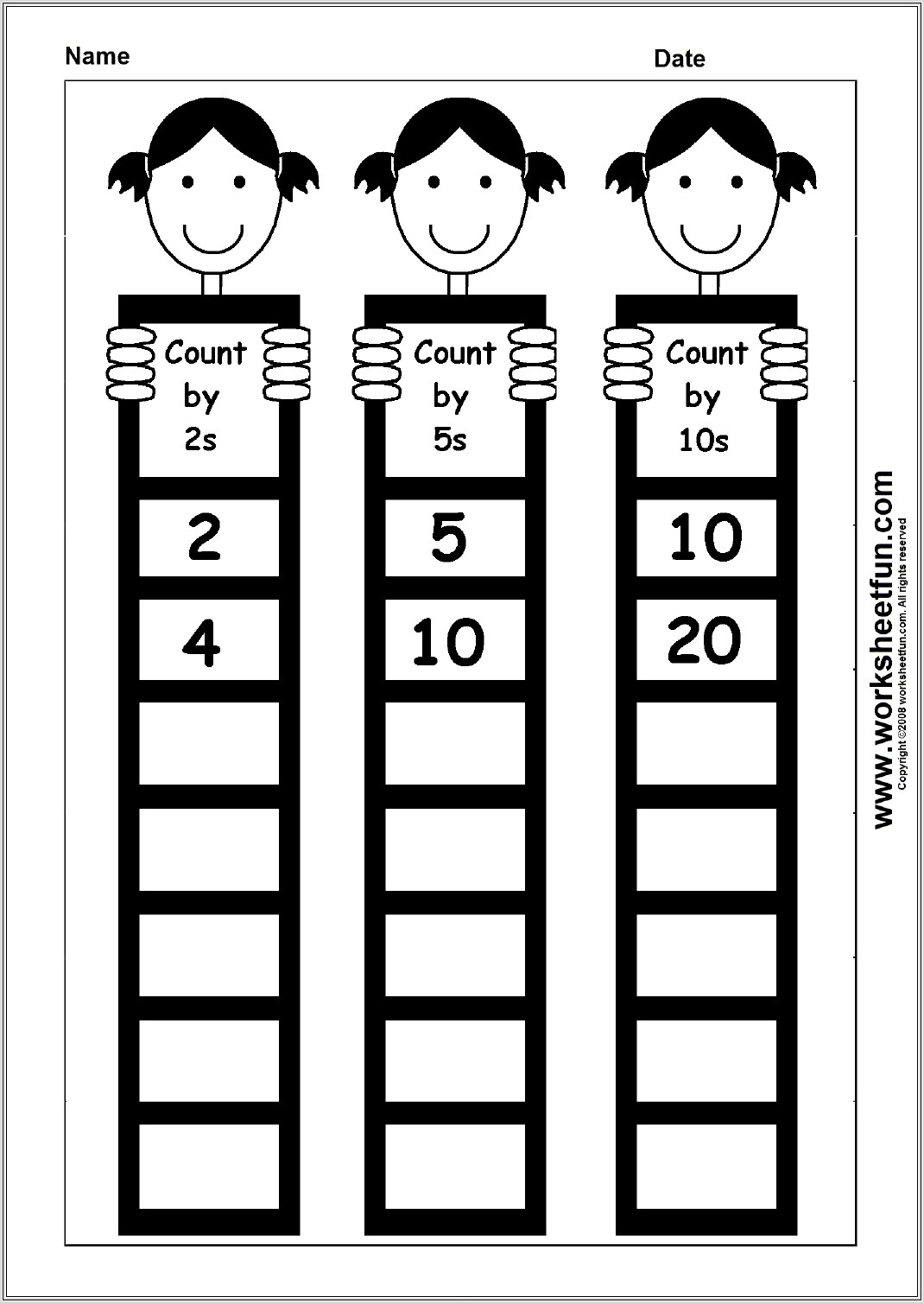 First Grade Math Worksheets Counting By 2
