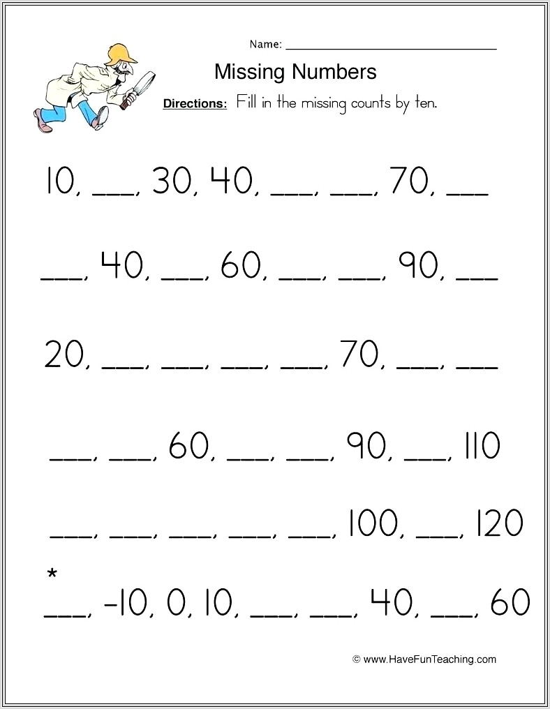 First Grade Math Worksheets Counting By Tens