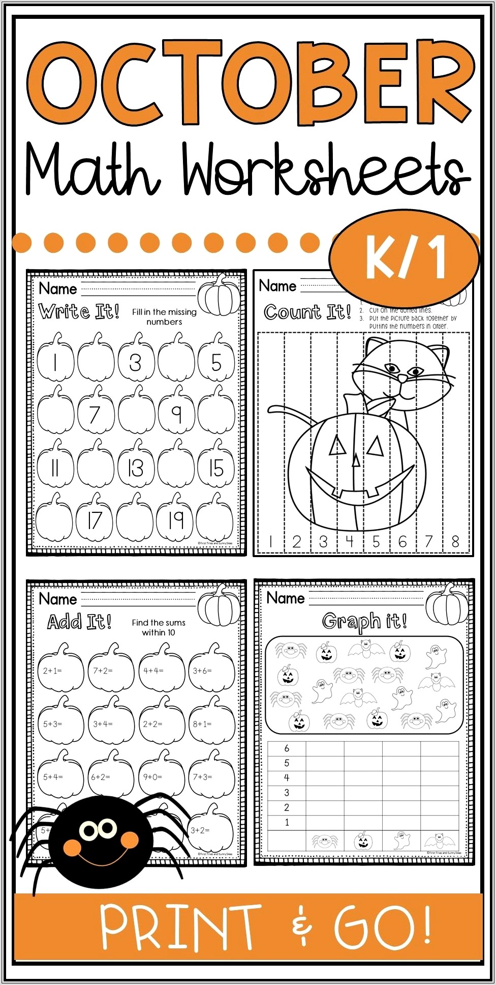 First Grade Math Worksheets Halloween
