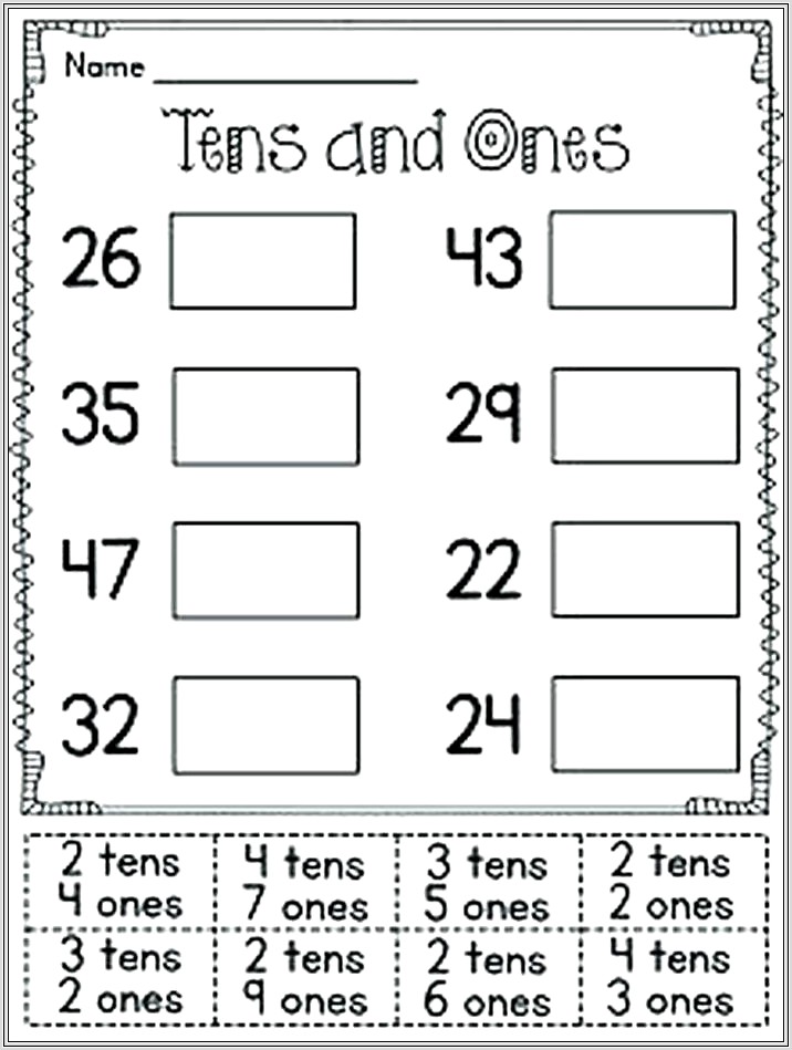 First Grade Math Worksheets Ones And Tens