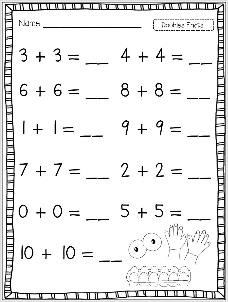 First Grade Math Worksheets Using Doubles