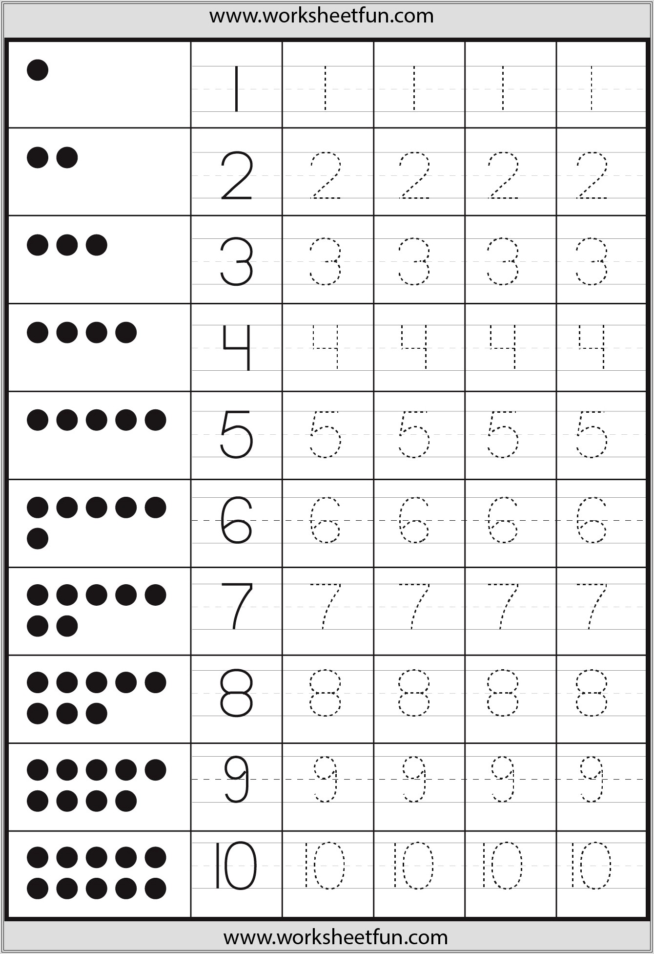 First Grade Number Tracing Worksheets