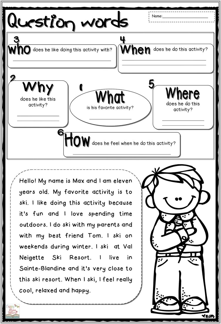 First Grade Question Worksheets