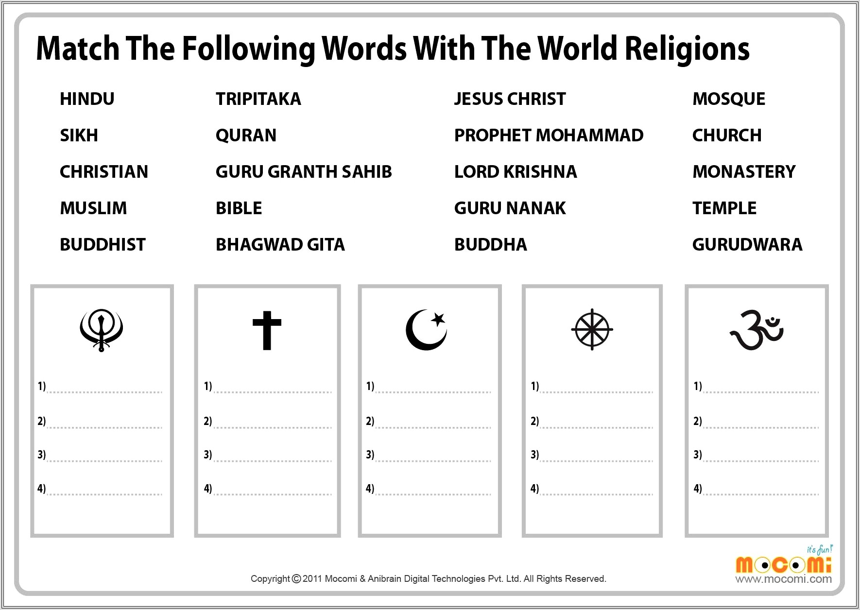 First Grade Religion Worksheets