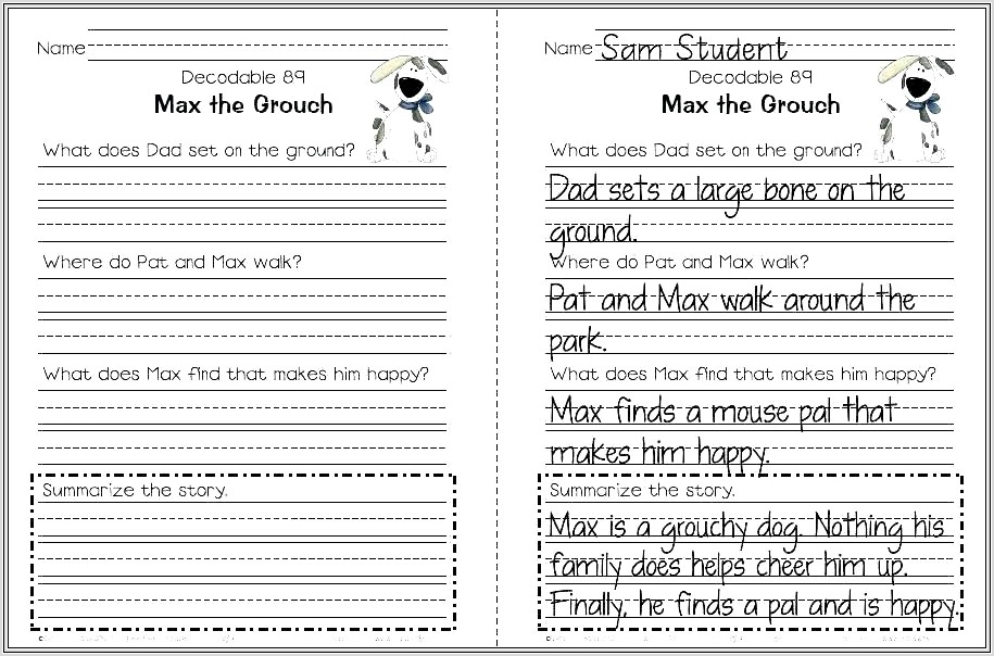 First Grade Retelling Worksheets