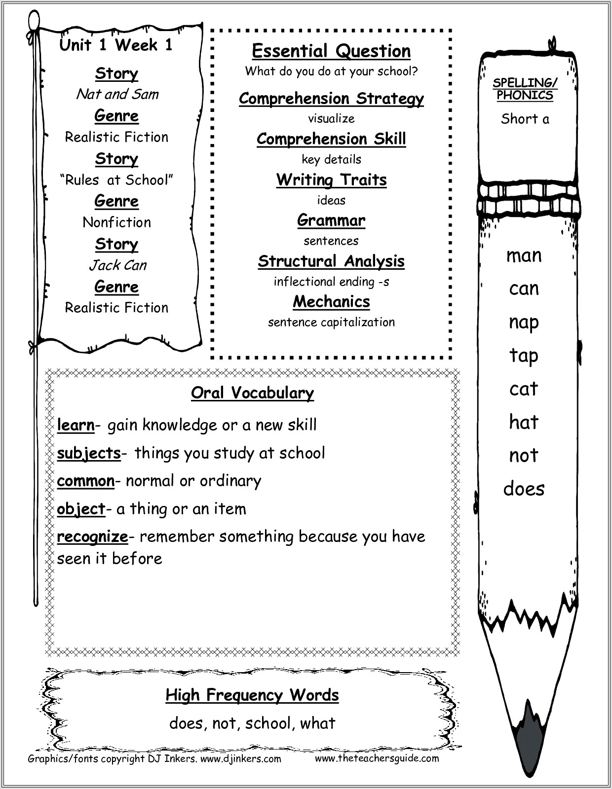 First Grade Vocabulary Worksheets Free
