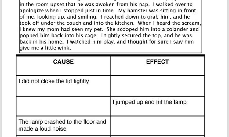 First Grade Worksheet On Cause And Effect