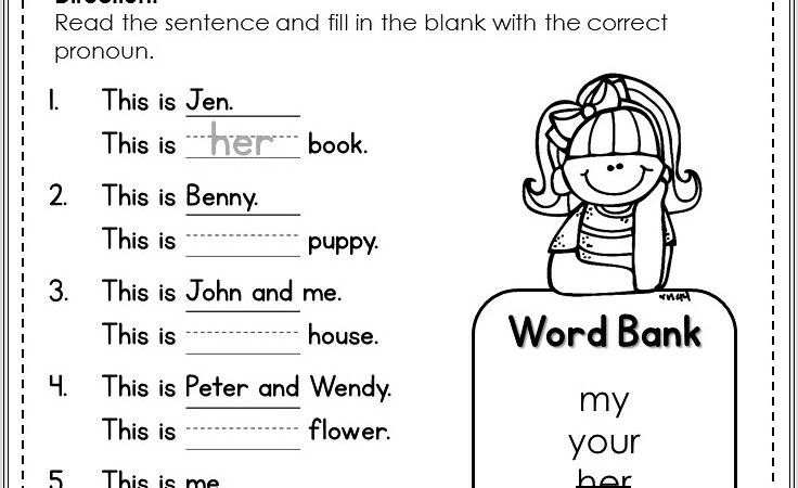 First Grade Worksheet On Pronouns