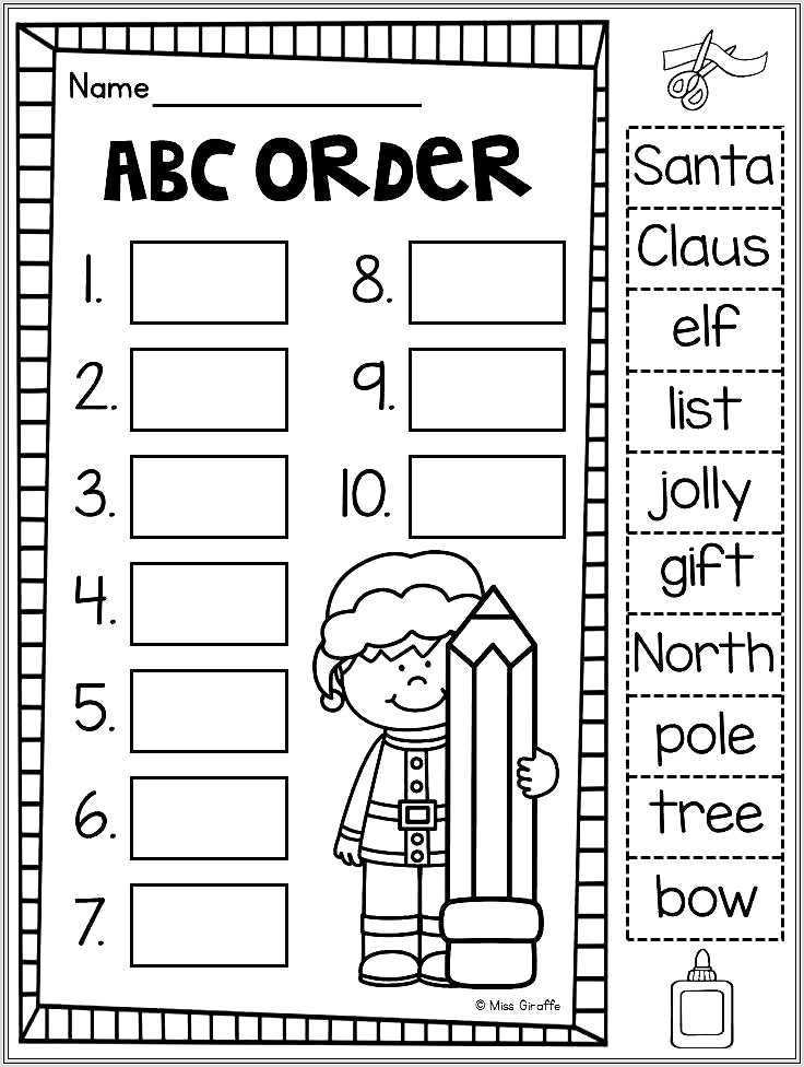 First Grade Worksheets Abc Order
