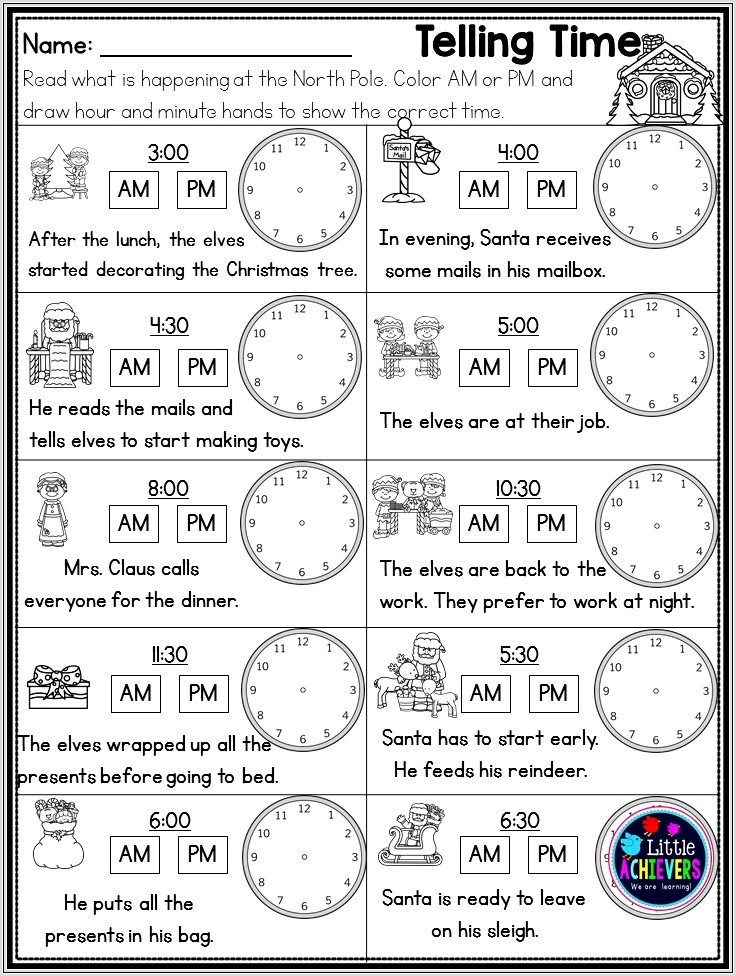 First Grade Worksheets Christmas